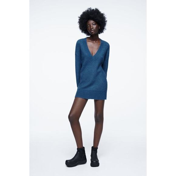 Zara Plush Oversized V Neck Sweater